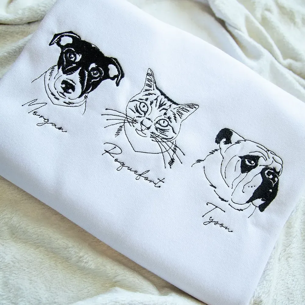 Custom Embroidered Pet Face Sweatshirt,Personalized hoodie embroidered with multiple pets