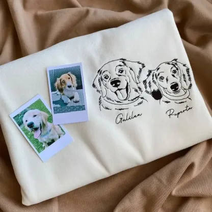 Custom Embroidered Pet Face T-shirt,Personalized hoodie embroidered with multiple pets
