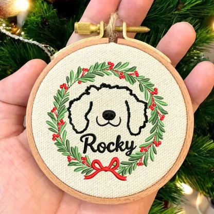 Embroidered Pet Ears Christmas Ornament Custom Pet Portrait Christmas Keepsake Gift For Dog Cat Pet Lovers