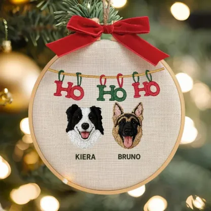 Personalized Embroidered Pet Portrait Christmas Ornament Gift For Dog Owners Pet Lovers