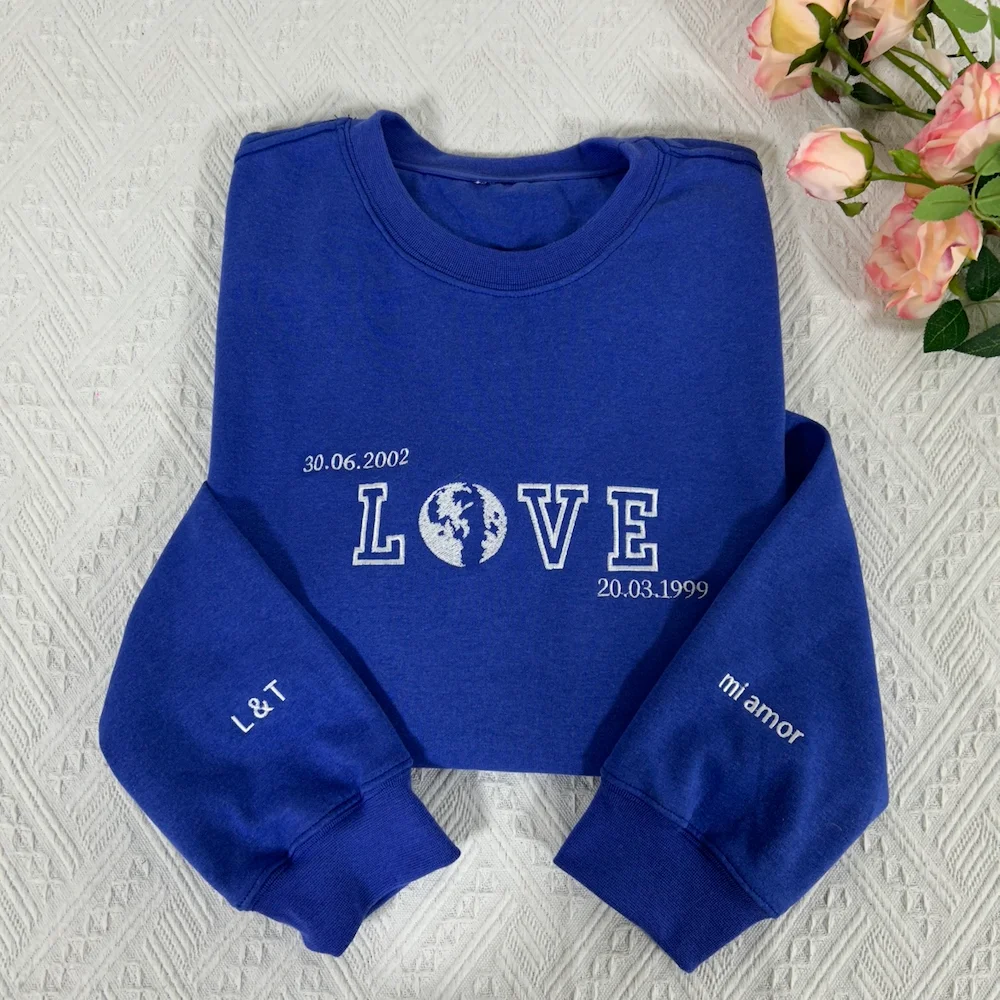 The Moon Phase LOVE Personalized Couple’s Anniversary/Birthday Sweatshirt