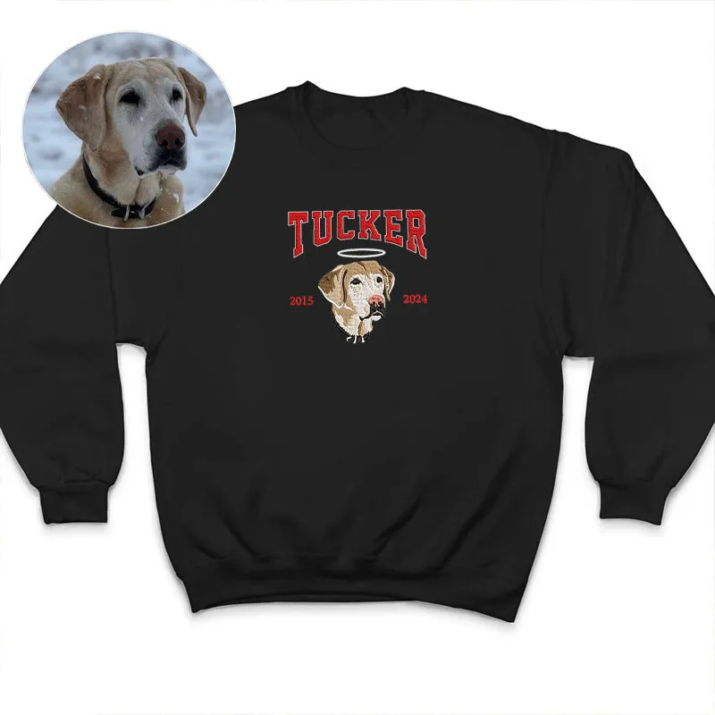 Custom Angel Pet Photo Halo College Style Embroidered Sweatshirt, Hoodie, T-Shirt-forlovever