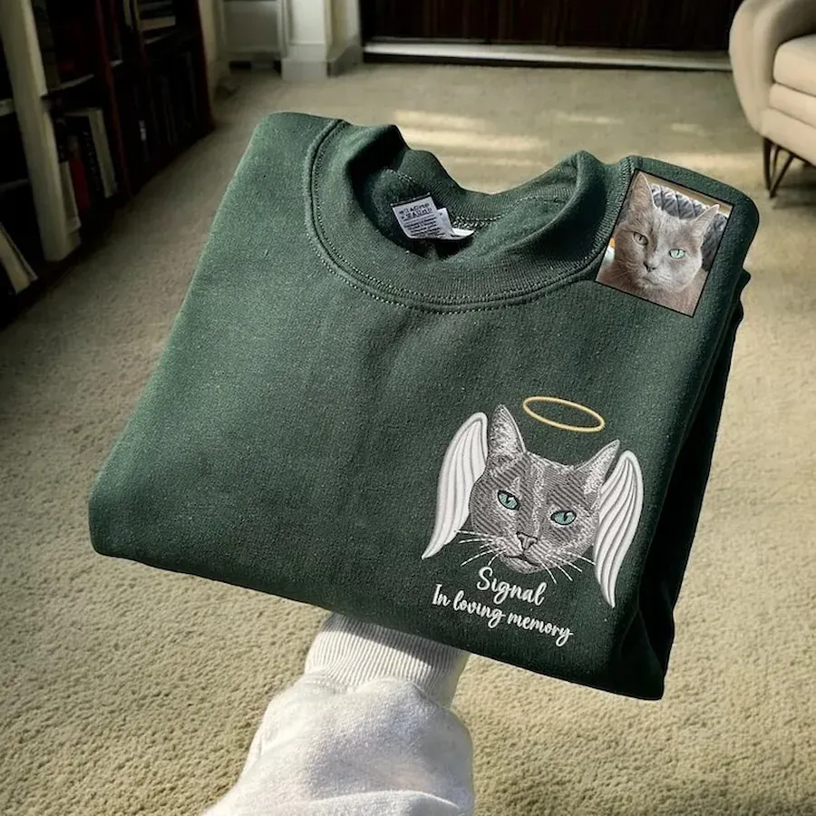 Custom Pet Loss Embroidered Sweatshirt, Pet Memorial Embroidered T-shirt Sweatshirt Hoodie