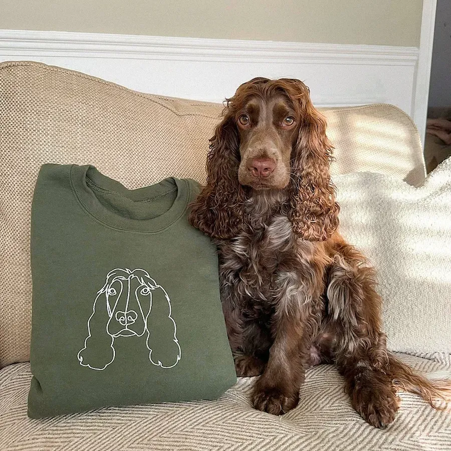 Custom Embroidered Hoodie,Pet Face Sketch Embroidery