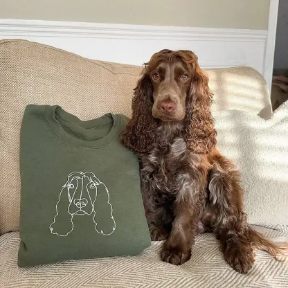 Custom Embroidered Hoodie,Pet Face Sketch Embroidery