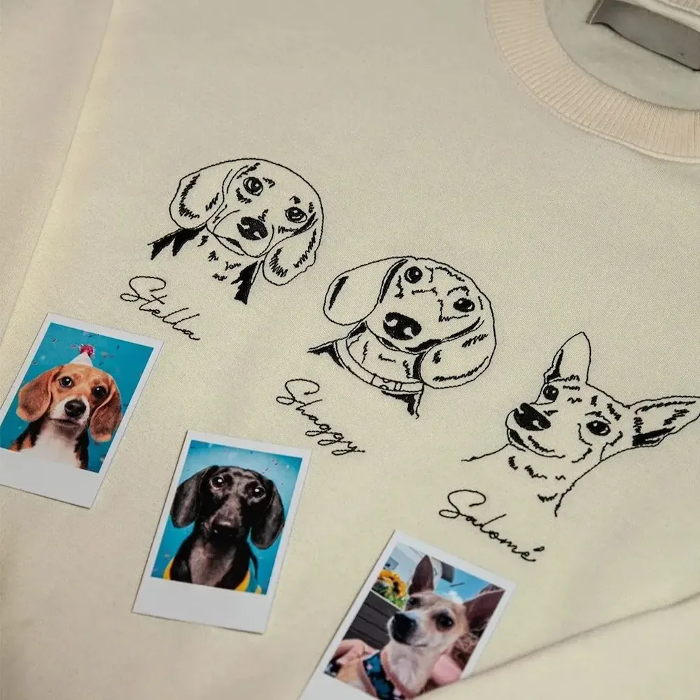 Custom Embroidered Pet Face Sweatshirt,Personalized hoodie embroidered with multiple pets