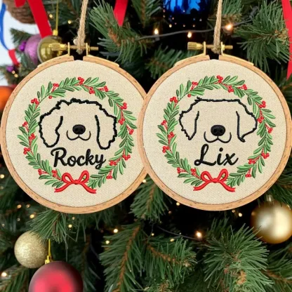 Embroidered Pet Ears Christmas Ornament Custom Pet Portrait Christmas Keepsake Gift For Dog Cat Pet Lovers