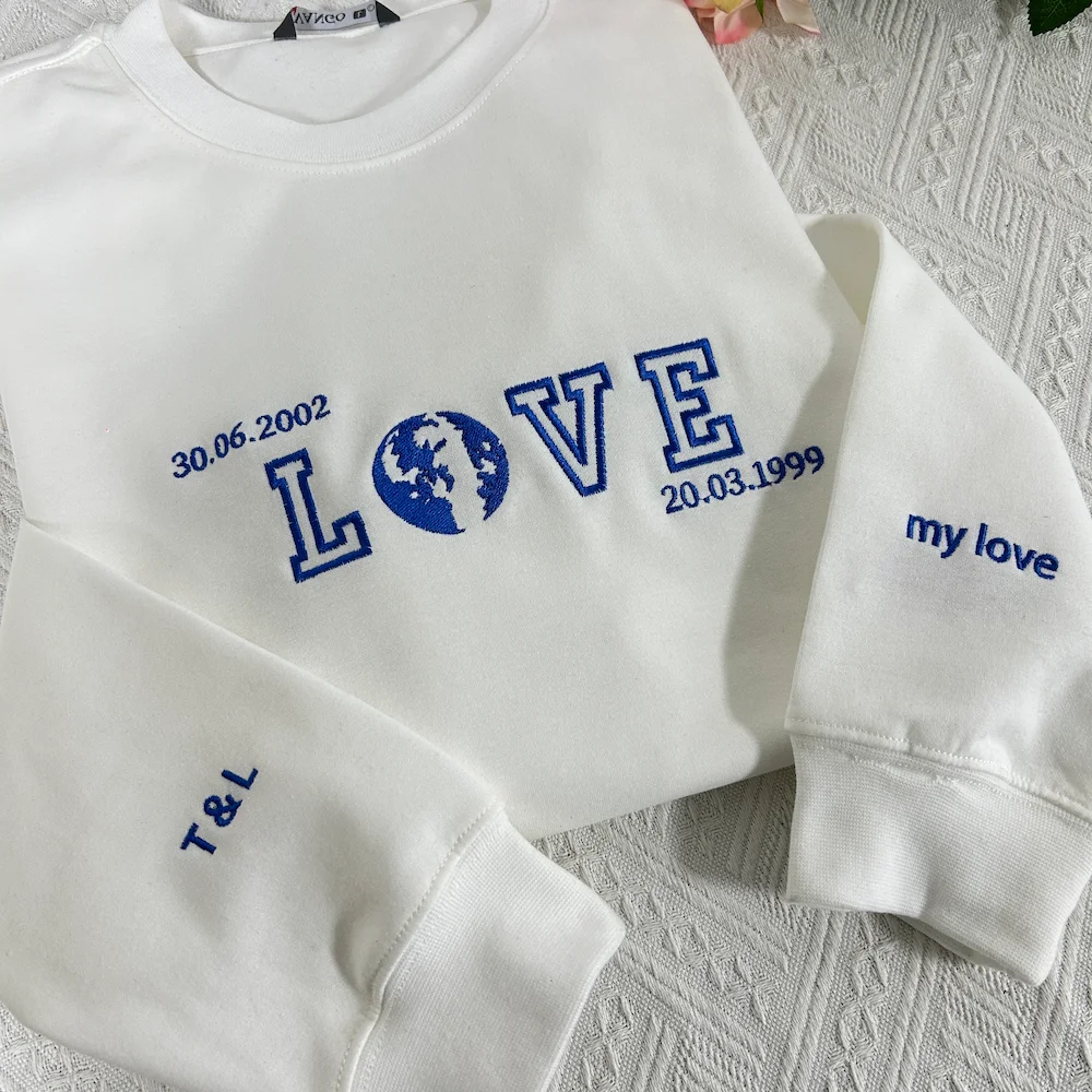 The Moon Phase LOVE Personalized Couple’s Anniversary/Birthday Sweatshirt