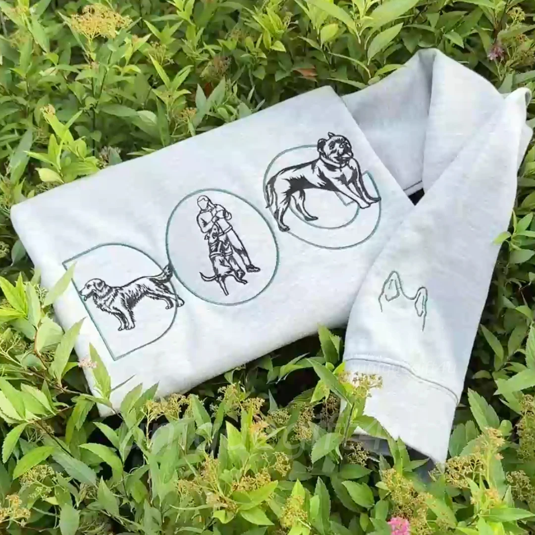  Custom Dog/pet outline Embroidered Sweatshirt With Photo - Pet Memorial Gift, Gift For pet lover-forlovever