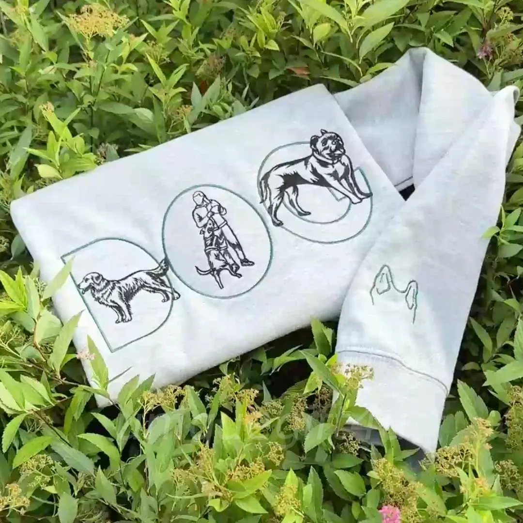  Custom Dog/pet outline Embroidered Sweatshirt With Photo - Pet Memorial Gift, Gift For pet lover-forlovever