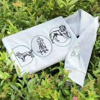  Custom Dog/pet outline Embroidered Sweatshirt With Photo - Pet Memorial Gift, Gift For pet lover-forlovever