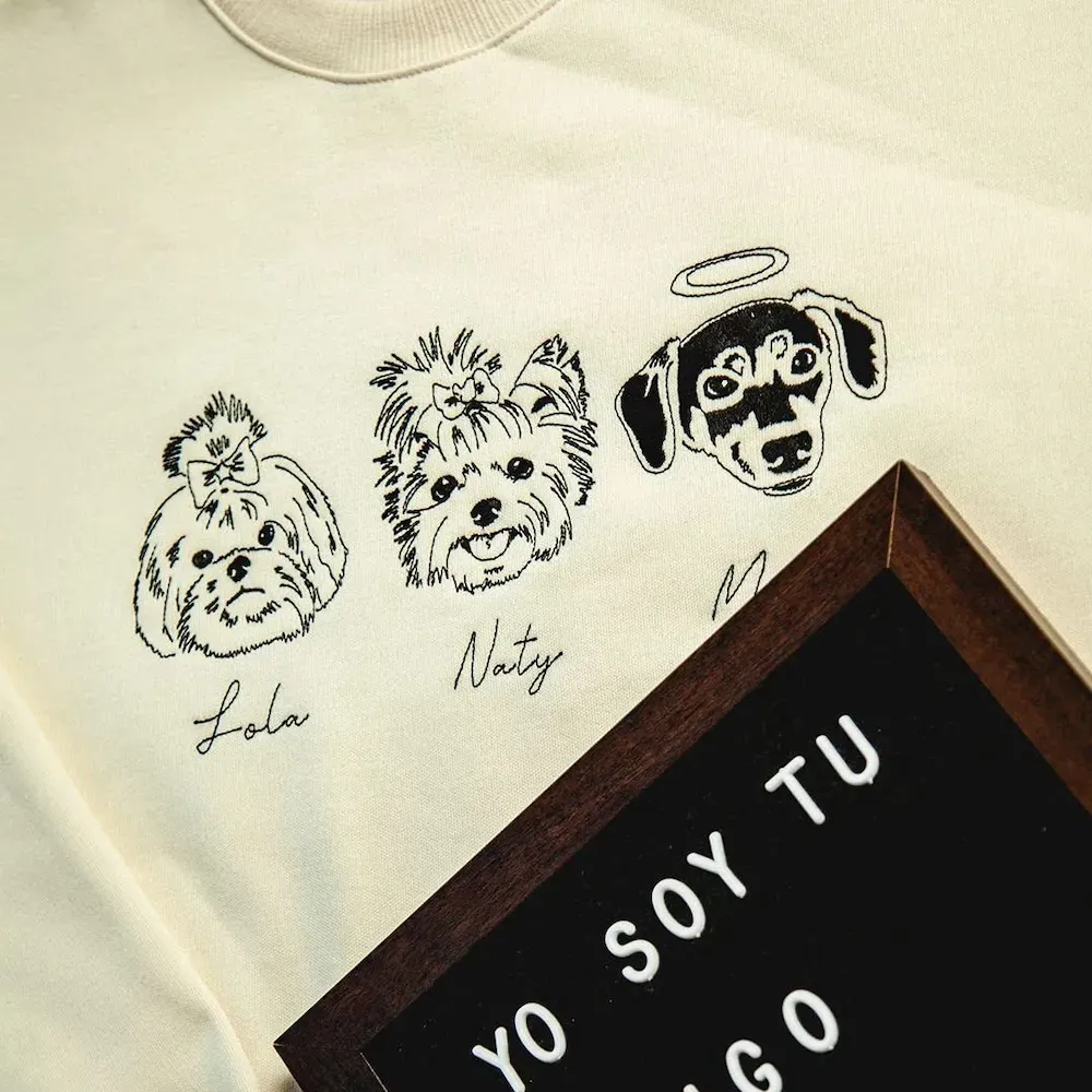 Custom Embroidered Pet Face Sweatshirt,Personalized hoodie embroidered with multiple pets