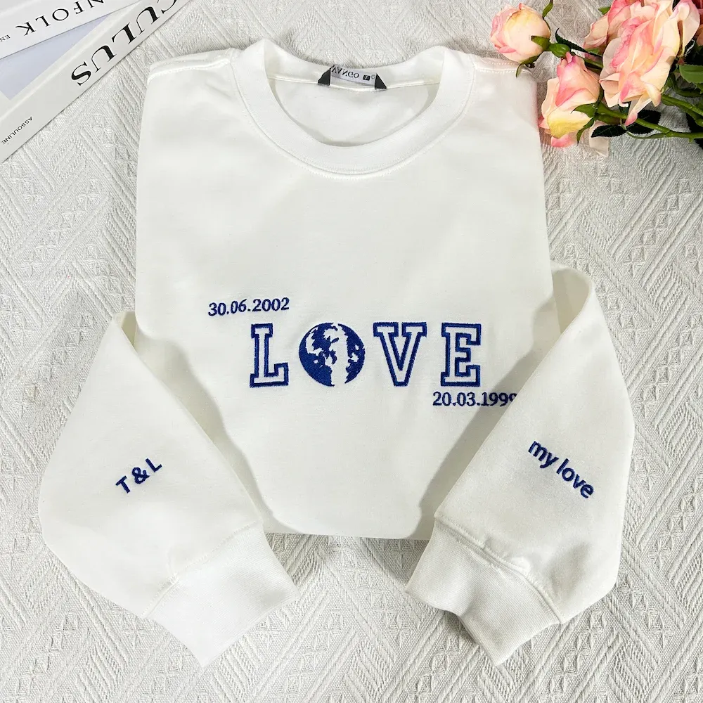 The Moon Phase LOVE Personalized Couple’s Anniversary/Birthday Sweatshirt