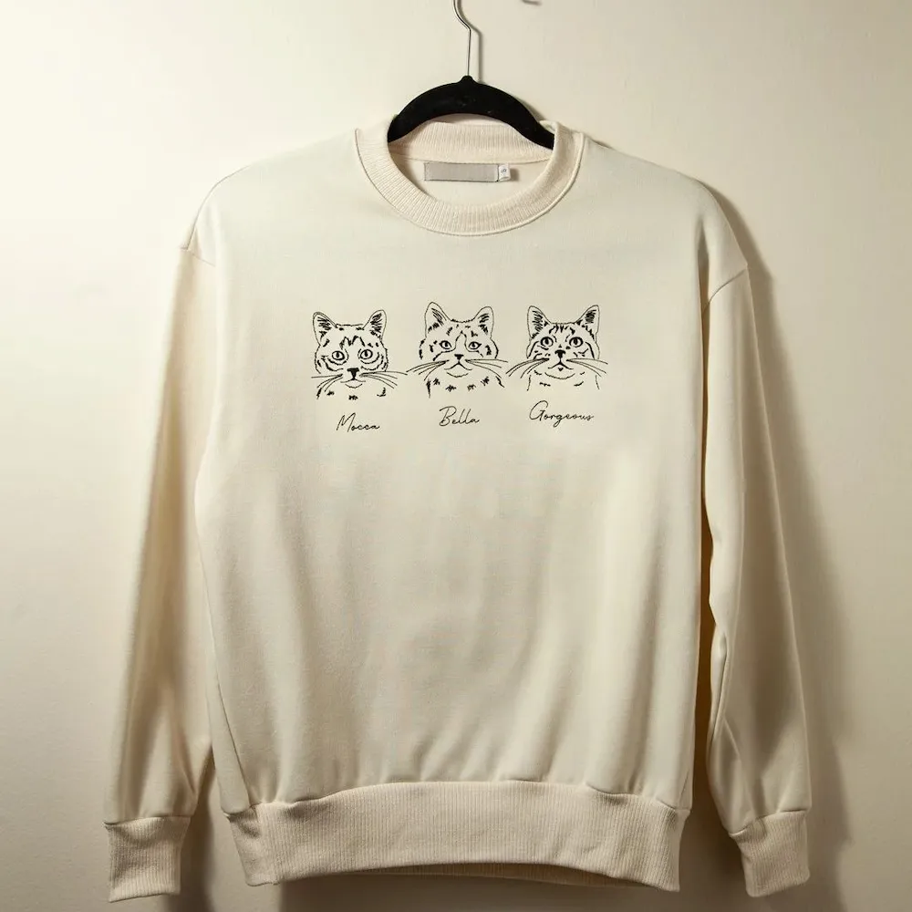 Custom Embroidered Pet Face Sweatshirt,Personalized hoodie embroidered with multiple pets