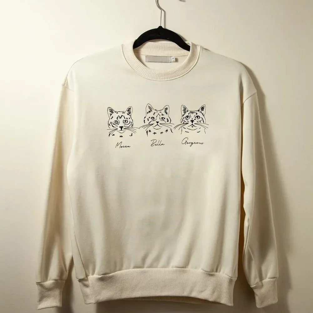 Custom Embroidered Pet Face Sweatshirt,Personalized hoodie embroidered with multiple pets