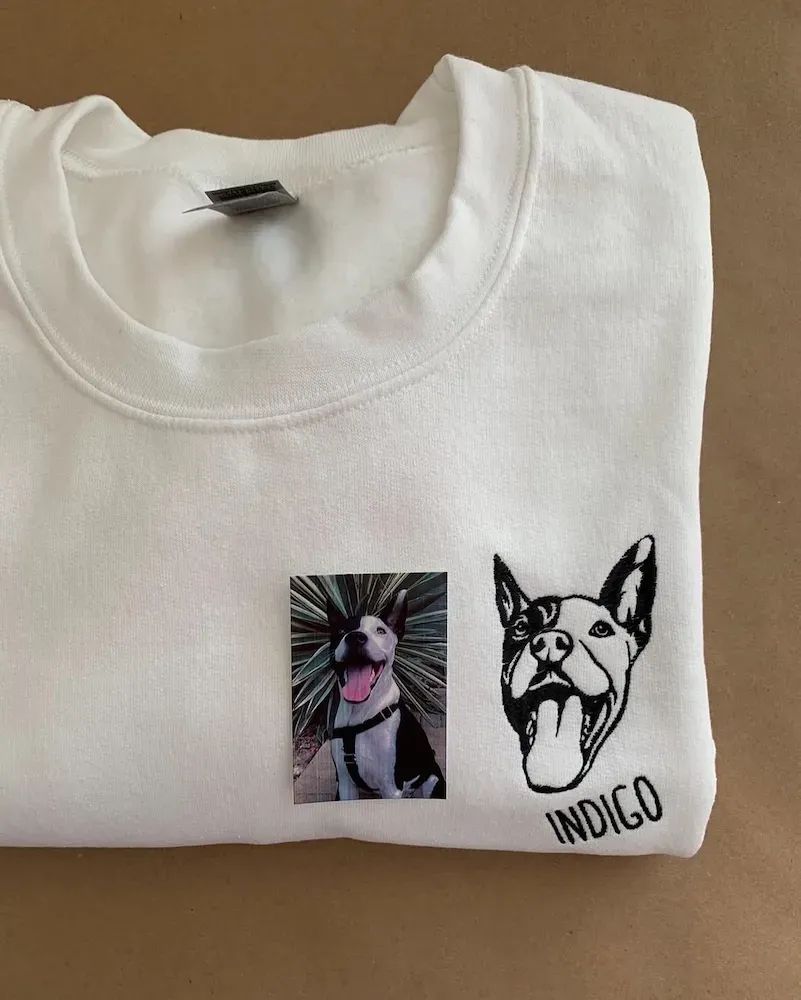 Personalized Dog Sweatshirts for Humans with Custom Embroidered Dog Face and Dog Name