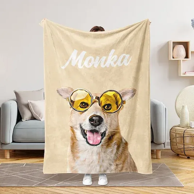 Custom Pet Blanket Using Pet Photo + Name Custom Dog Blanket Personalized Dog Blankets Cat Picture Blanket Pet Photo Blanket