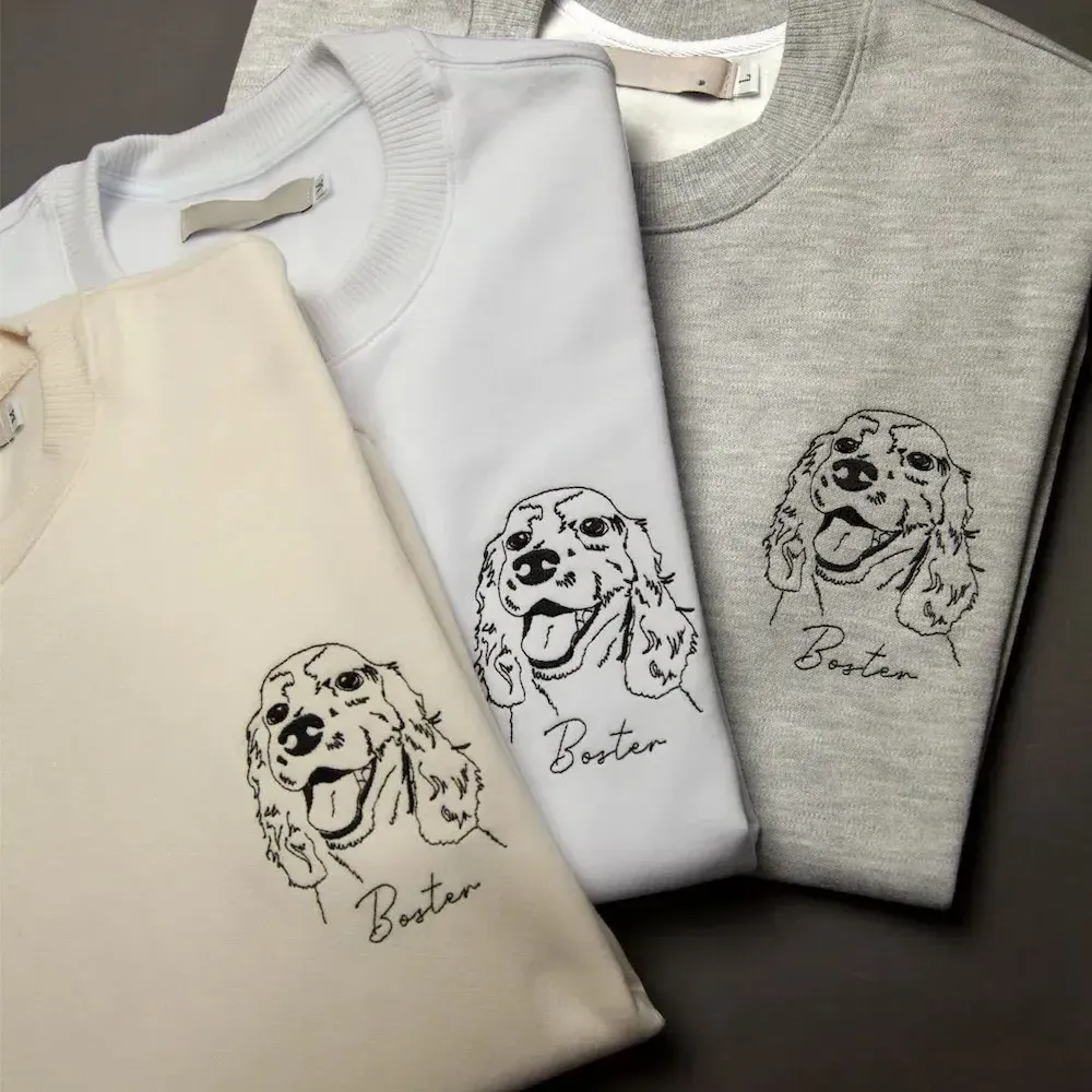 Custom Embroidered Pet Face Sweatshirt,Personalized hoodie embroidered with multiple pets