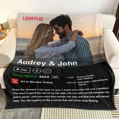 Custom LOVEFLIX Movie Photo Blanket with Your Love Story