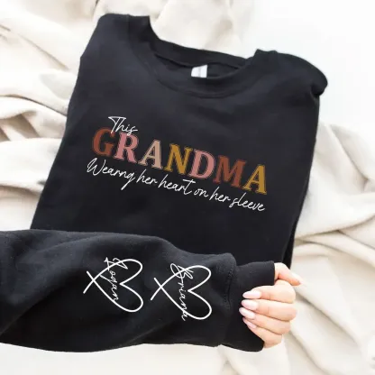 Personalized This Belongs to mum-Wear Heart On Sleeve Mama Sweatshirt with Kid Names on Sleeves-Mother's Day