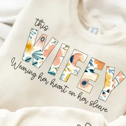 Personalized This Belongs to mum-Wear Heart On Sleeve Mama Sweatshirt with Kid Names on Sleeves-Mother's Day