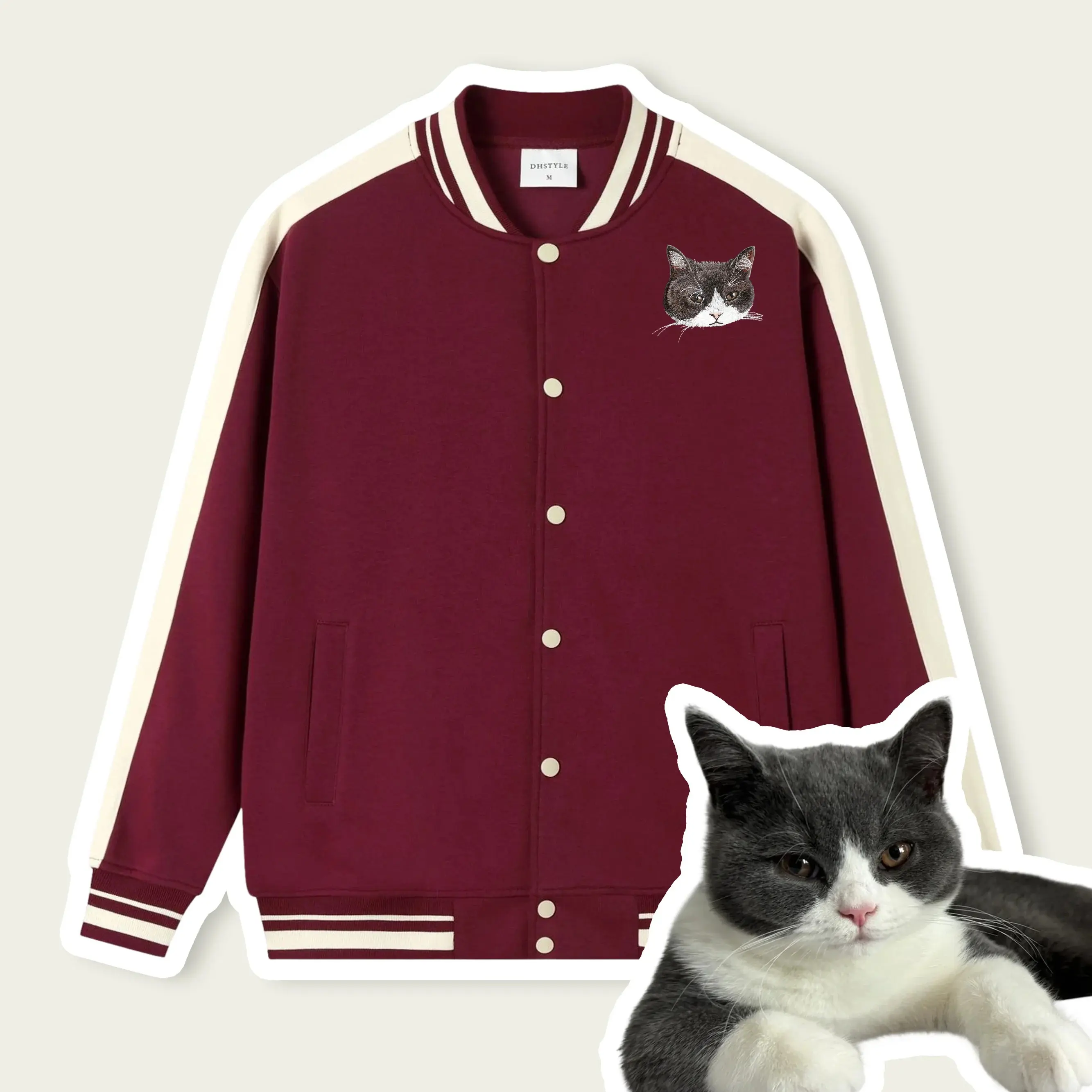 Custom Pet Embroidered Varsity Jacket