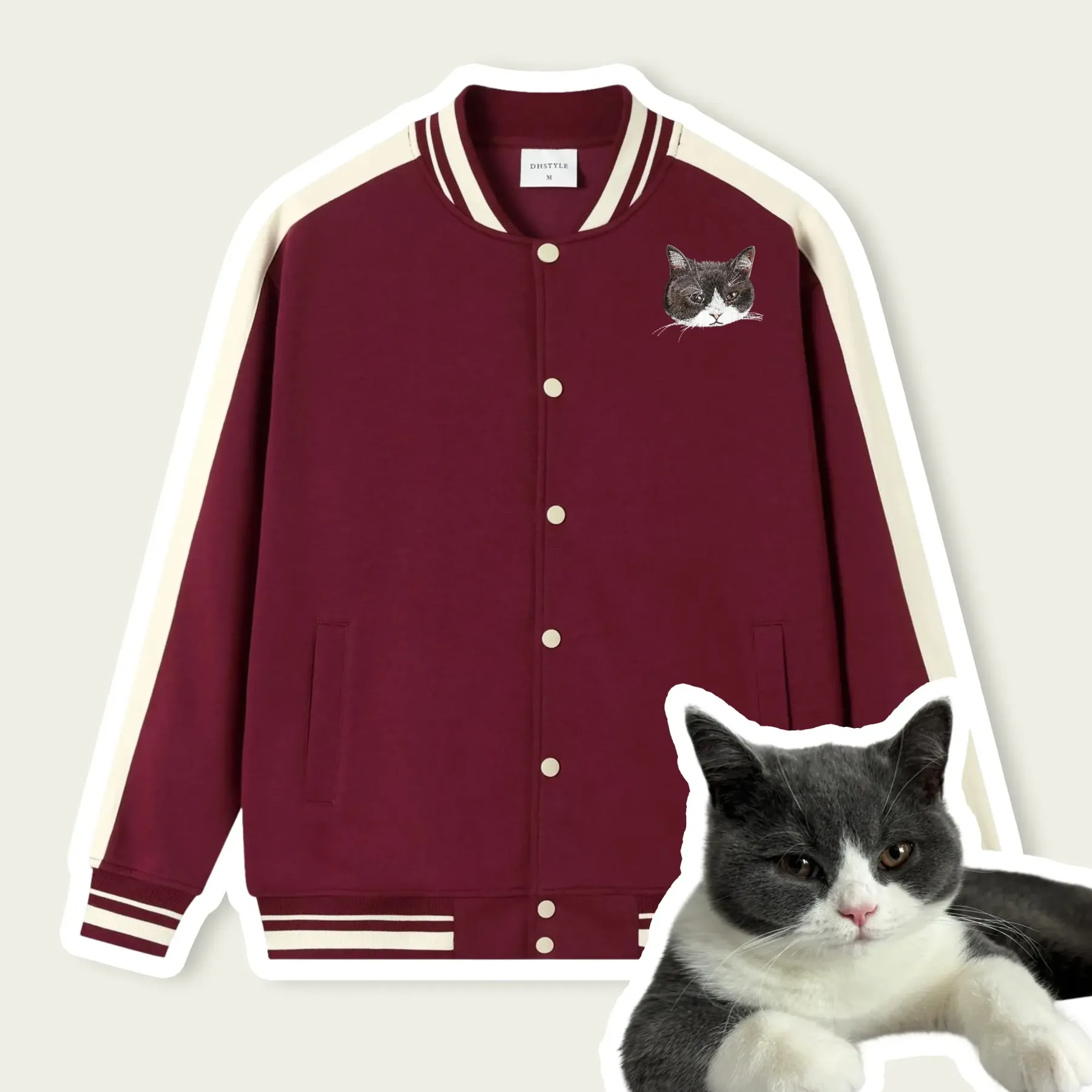 Custom Pet Embroidered Varsity Jacket