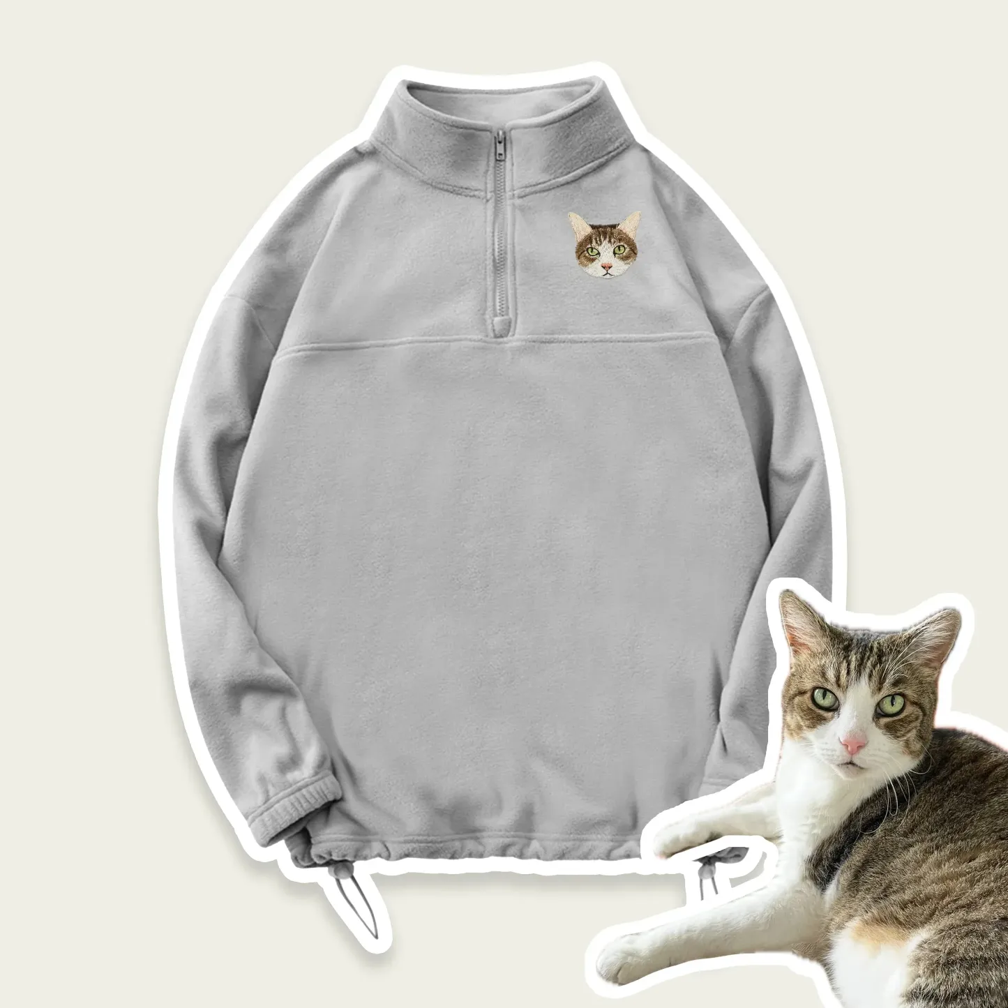 Custom Pet Face Embroidered  Sherpa Jacket