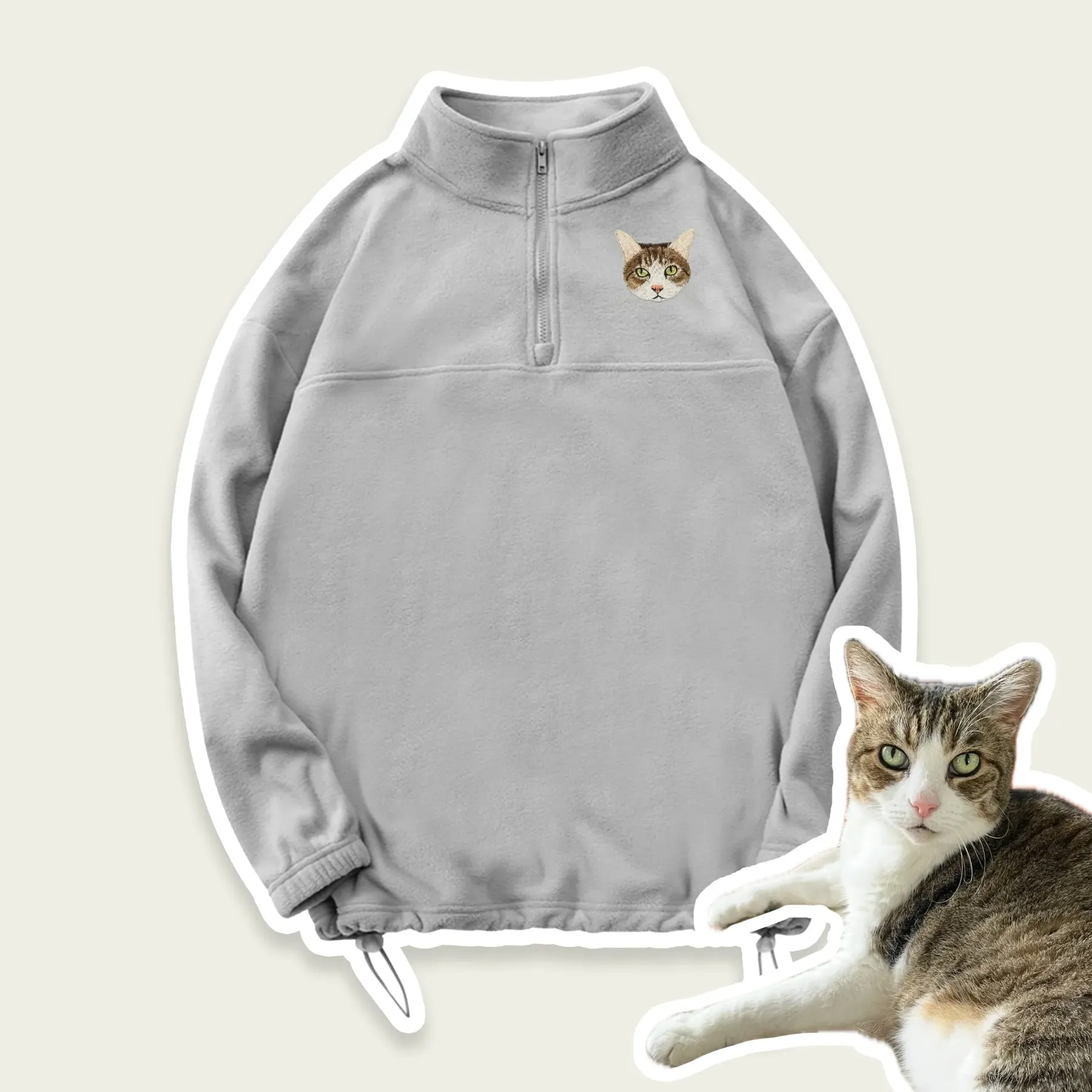 Custom Pet Face Embroidered  Sherpa Jacket