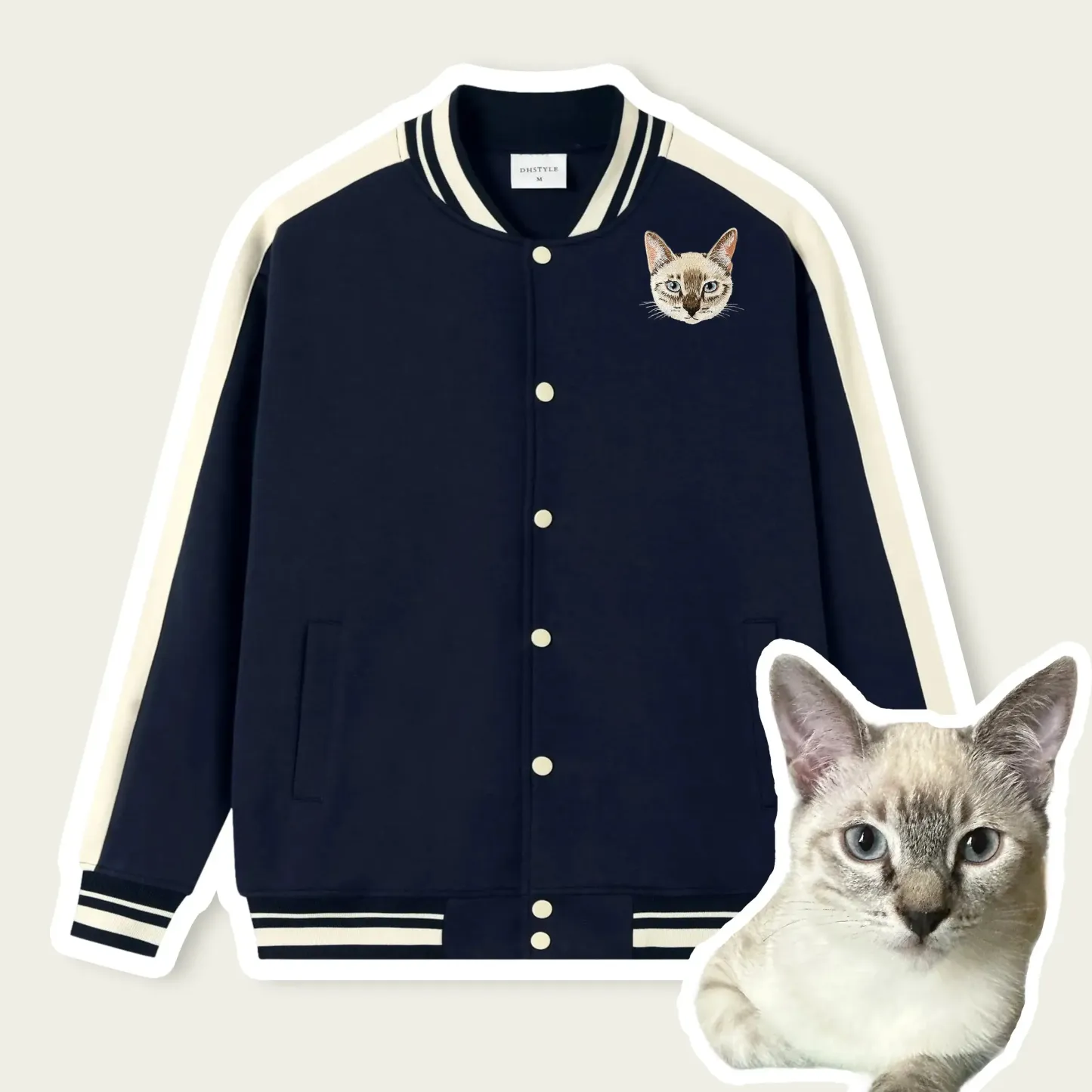 Custom Pet Embroidered Varsity Jacket