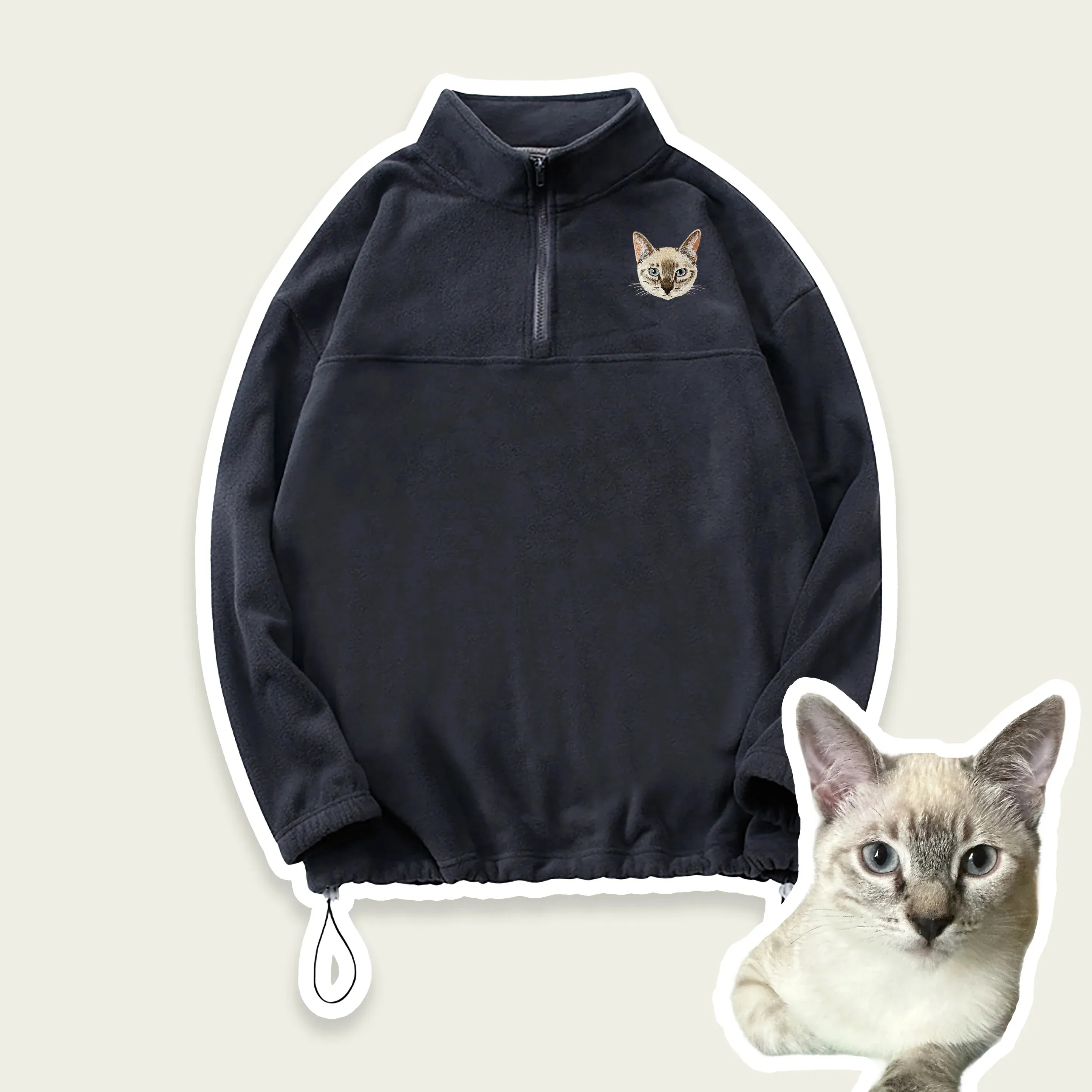 Custom Pet Face Embroidered  Sherpa Jacket