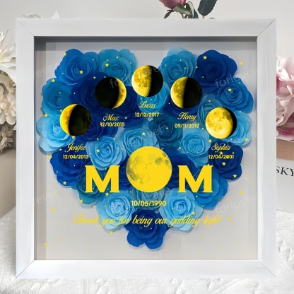 Mummy's Universe - Personalised Customised Starry Moon Phase Flower Shadow Box-forlovever