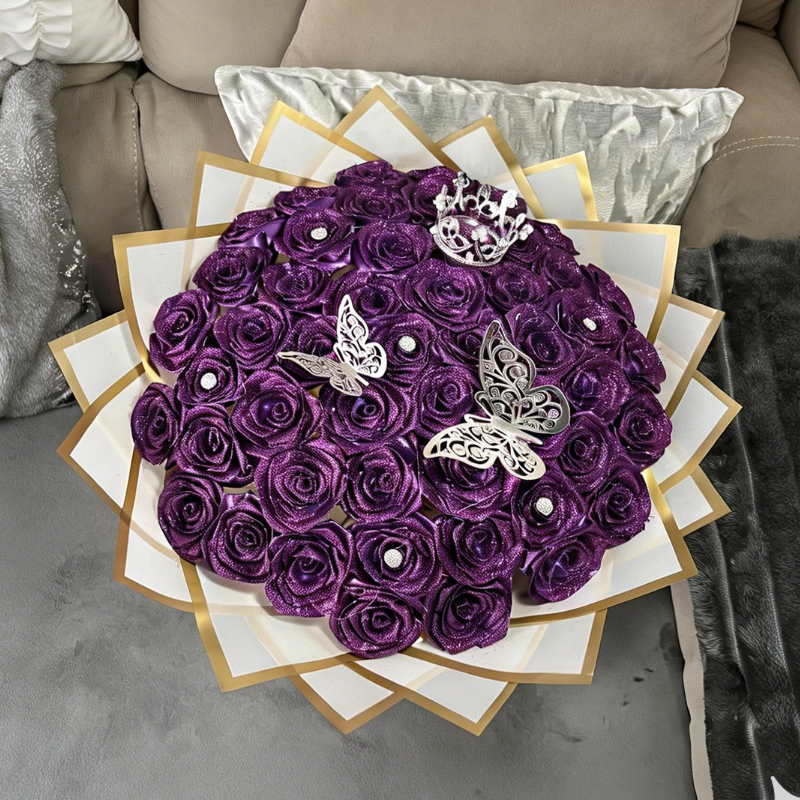 Glitter Rose Bouquet Couple Glitter Everlasting Rose Bouquet (Never Wither)