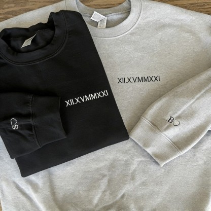 Custom Chest/Neck Embroidered Roman Numeral Matching Sweatshirt/Hoodie
