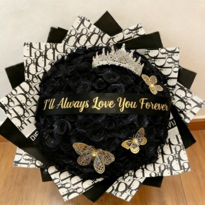 Black Glitter Rose Bouquet Couple Glitter Everlasting Rose Bouquet (Never Wither)