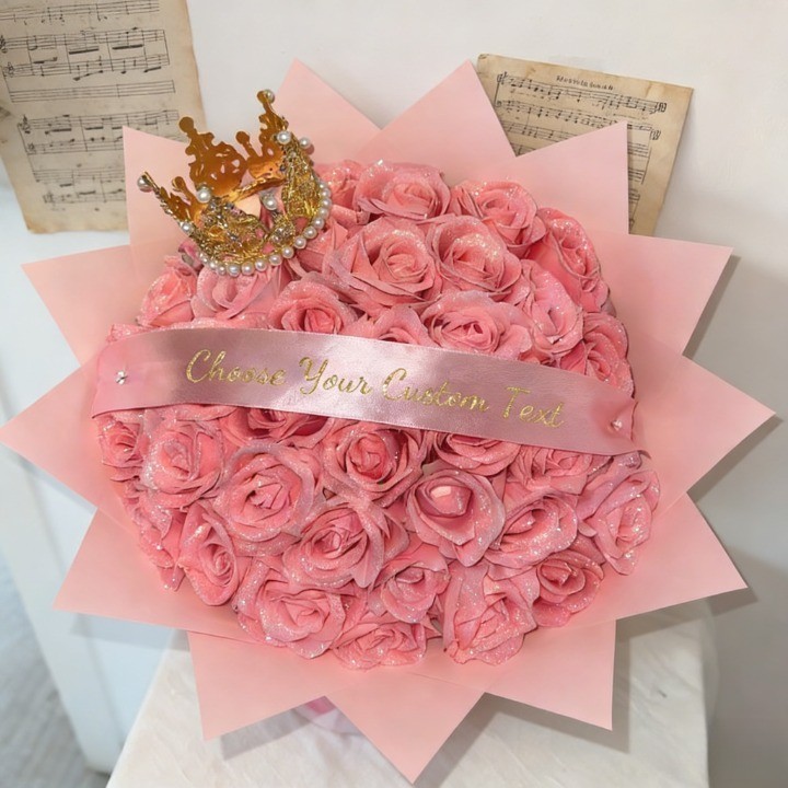 Light Pink Glitter Rose Bouquet-Couple Glitter Everlasting Rose Bouquet (Never Wither)