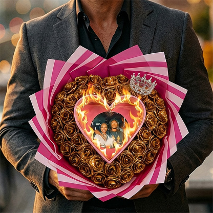 Will You Be My GF-Glitter Rose Profess Burning Rose Burn away bouquet