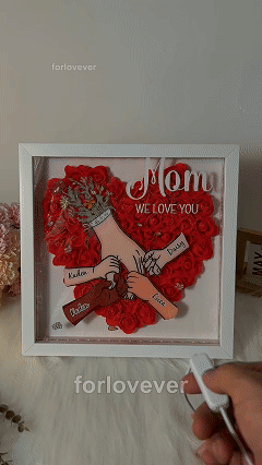 Personalized Flower Shadow Box With Led Light (Rainbow Light) - Family Love Blooms Forever-forlovever
