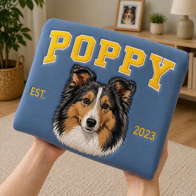 Personalized Embroidered Pet Face and Name Est T-shirt Keepsake Gift for Pet Lovers