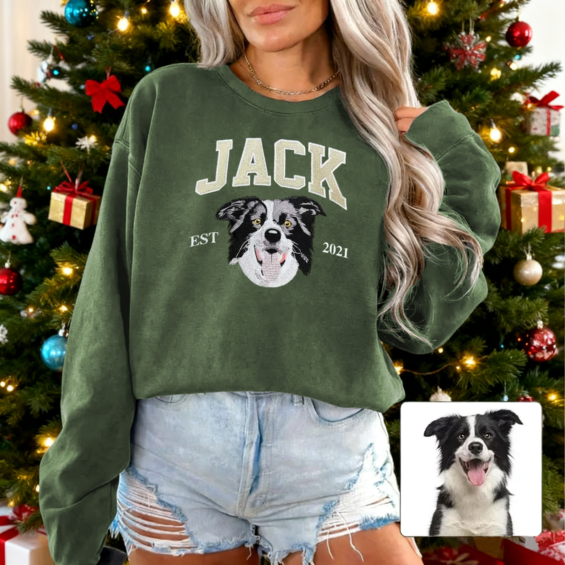 Personalized Embroidered Pet Face and Name Est T-shirt Keepsake Gift for Pet Lovers