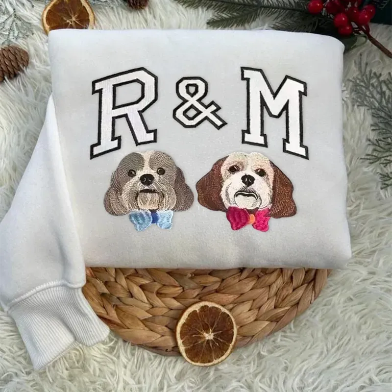 Customized Pet Photo Embroidered Sweatshirts,Hoodies Gifts For Pet Owners