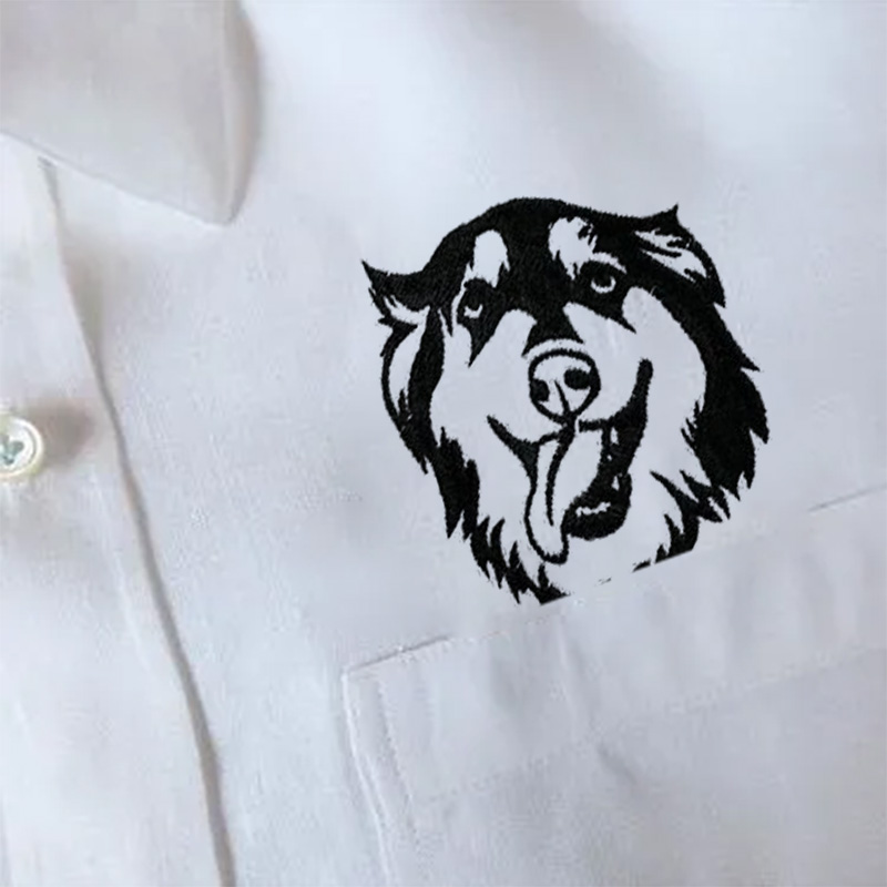 Custom Pet Photo Outline Embroidery Unisex Pocket Shirt - Formal and Casual