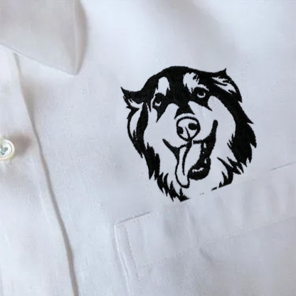 Custom Pet Photo Outline Embroidery Unisex Pocket Shirt - Formal and Casual