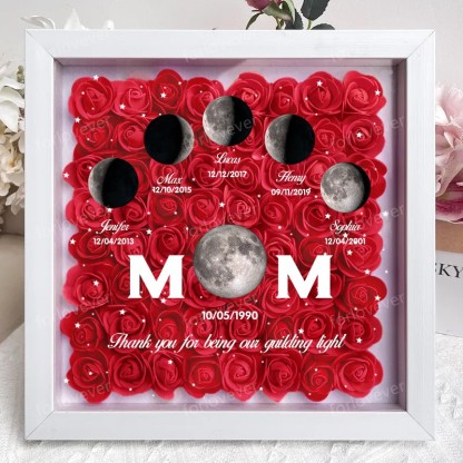 Mummy's Universe - Personalised Customised Starry Moon Phase Flower Shadow Box-forlovever