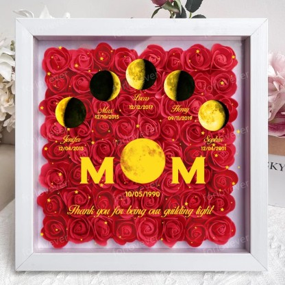 Mummy's Universe - Personalised Customised Starry Moon Phase Flower Shadow Box-forlovever
