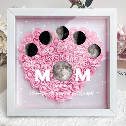 Mummy's Universe - Personalised Customised Starry Moon Phase Flower Shadow Box-forlovever