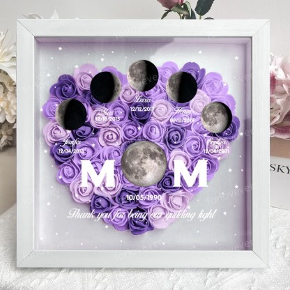 Mummy's Universe - Personalised Customised Starry Moon Phase Flower Shadow Box-forlovever