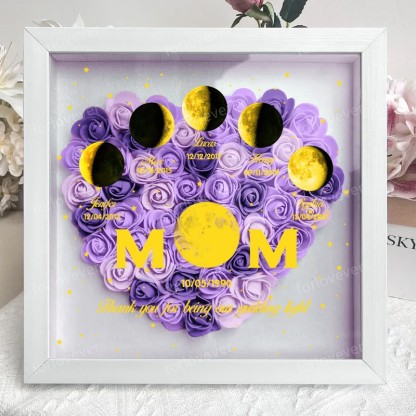Mummy's Universe - Personalised Customised Starry Moon Phase Flower Shadow Box-forlovever