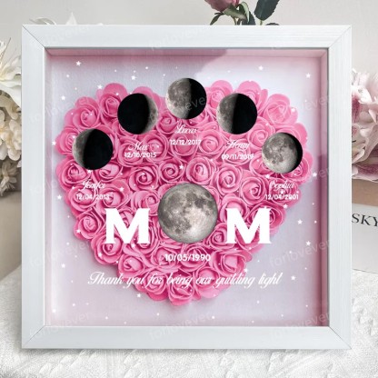 Mummy's Universe - Personalised Customised Starry Moon Phase Flower Shadow Box-forlovever