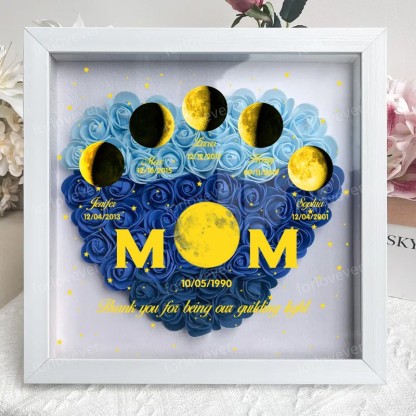 Mummy's Universe - Personalised Customised Starry Moon Phase Flower Shadow Box-forlovever